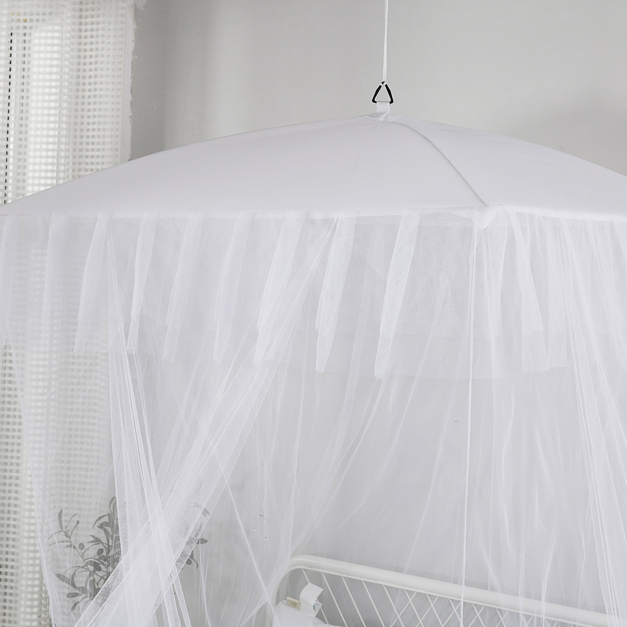 Casablanca Solid Print Solid Polyester Square Bed Canopy, Twin Full Queen King, White