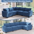 thumbnail image 3 of Chalantevo 5-Seat Modular Sectional Sofa, 97" Chenille V-Shaped Couch with Storage Armrests,Blue, 3 of 8