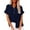 Navy, variant on Pxiakgy Hot Sale!! Womens Button Down Shirts Short Sleeve Summer Linen V Neck Collared Loose Casual Blouses Tops with Pocket Daily Casual Collared Blouses Loose Fit Shirt Wine S