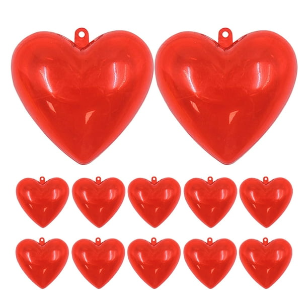 12 adornos de corazón de plástico transparente rellenables para San Valentín, manualidades y suministros para fiestas, cajas de dulces para fiestas