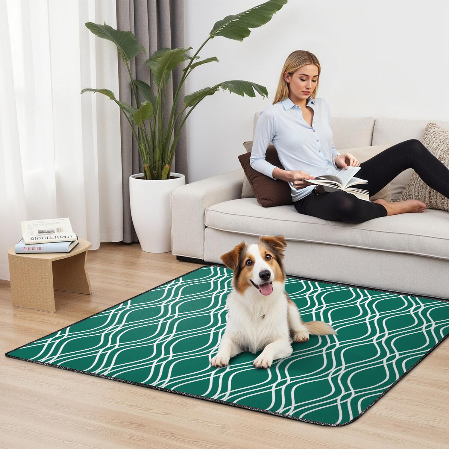 Decorative Puppy Pads, Washable Reusable Potty Pads to Blend with Your Home Decor (Texture/leopard /Geometry, 24" x35" )