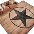 thumbnail image 2 of Area Rug for Living Room, Western Star Retro Non-Slip Indoor Large Carpet for Bedroom/Dining Room, Country Farmhouse Brown Wooden Grain Washable Low-Profile Rectangle Floor Runner Rugs - 6 x 9 Ft, 2 of 7