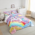 thumbnail image 3 of Manfei Unicorn Bedding Twin Comforter Set for Kids Girls, Cartoon Rainbow Galaxy Bedding Sets, Polka Dot Reversible, 2-Piece, 3 of 8