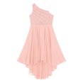 thumbnail image 3 of Yartina Kids Girls One Shoulder Formal Dress A-Line Sleeveless High Low Chiffon Wedding Party Pink 6, 3 of 6