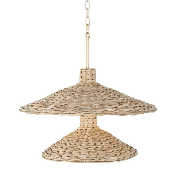 Varaluz Hilton Head 9-Lt 2-Tier Pendant - French Gold/Natural Seagrass