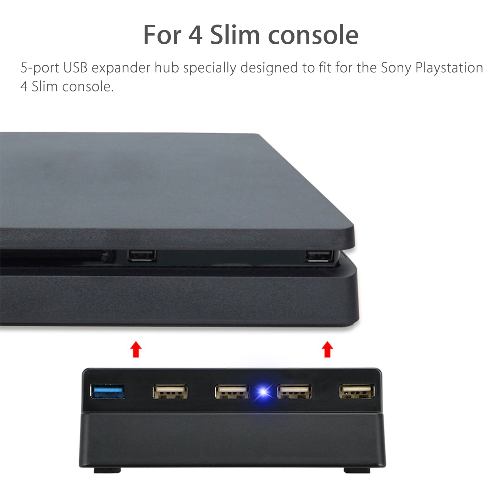 TSV 5 Port USB Hub for PS4, USB 3.0 High-Speed Adapter Accessories  Expansion Hub Connector Splitter Expander Fit for PlayStation 4 PS4 Gaming  Console