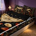 thumbnail image 2 of Homewish Boho Moth Zipper Twin Comforter Sets with Fitted Sheet and 2 Pillowcases, Hippie Flower Mushroom Zipper Bedding Set, Black Reversible, 2 of 7