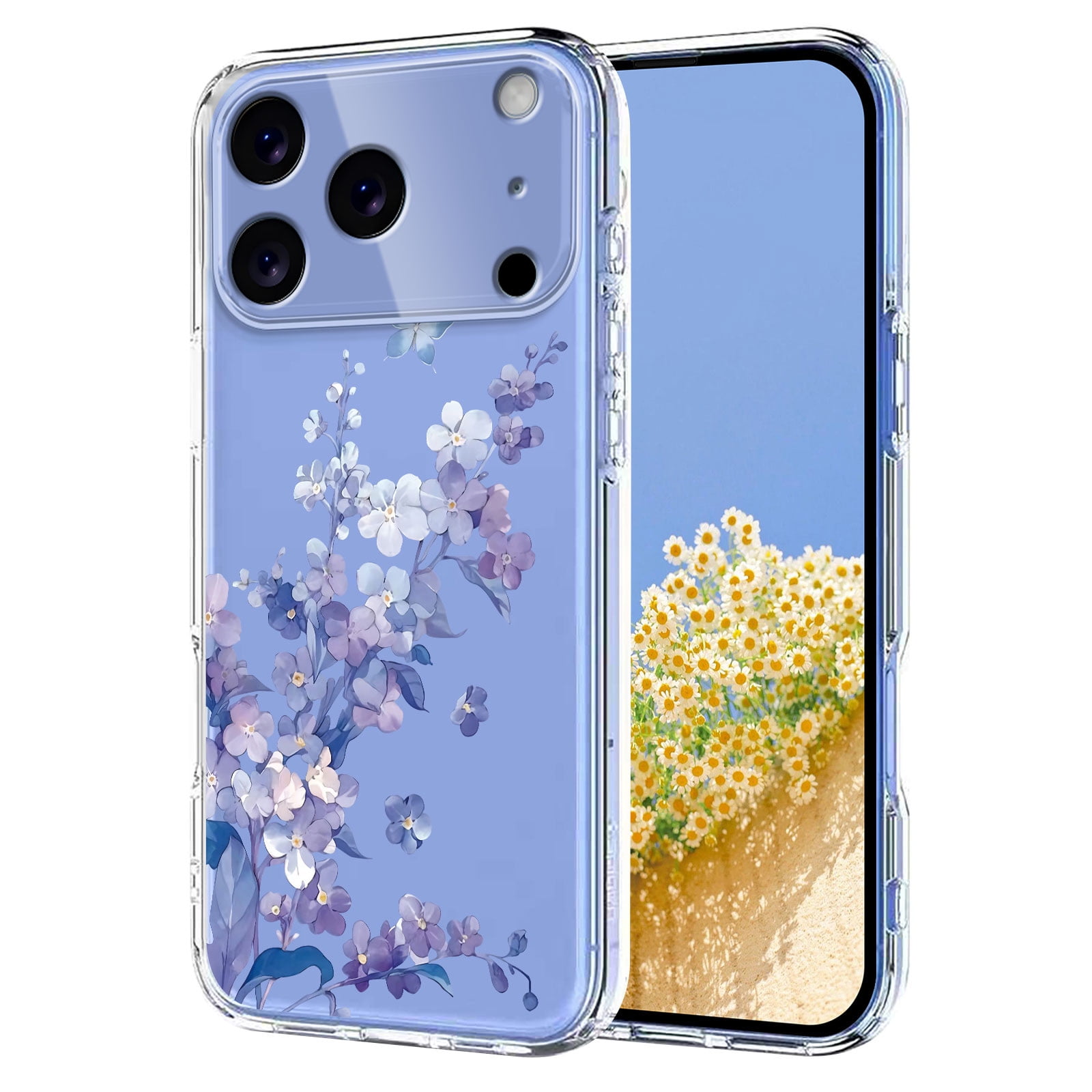 美品！iPhone15Pro 花＊花 Flower Phone Case for iPhone 15 Pro, Cute Aesthetic Clear Pink