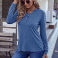 thumbnail image 2 of Sudadera con cuello en V y botones para mujer, Top de color puro, manga larga, informal, holgada, lavable a máquina, para ir de compras, 2 of 6