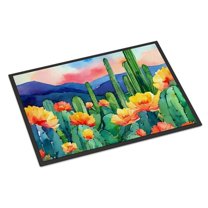 Carolines Treasures DAC1626JMAT 24 x 36 in. Unisex Arizona Saguaro Cactus Blossom in Watercolor Indoor or Outdoor Mat