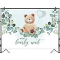 thumbnail image 2 of Boy Bear Baby Shower Backdrop We Can Bearly Wait Background Watercolor Leaves Bear Baby Shower Party Cake Table Decoration Photo Booth Props, 2 of 6