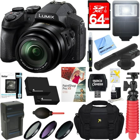 Panasonic DMC-FZ300K LUMIX FZ300 4K 24X F2.8 Long Zoom Digital Camera (Black) + Dual Battery Accessory Bundle