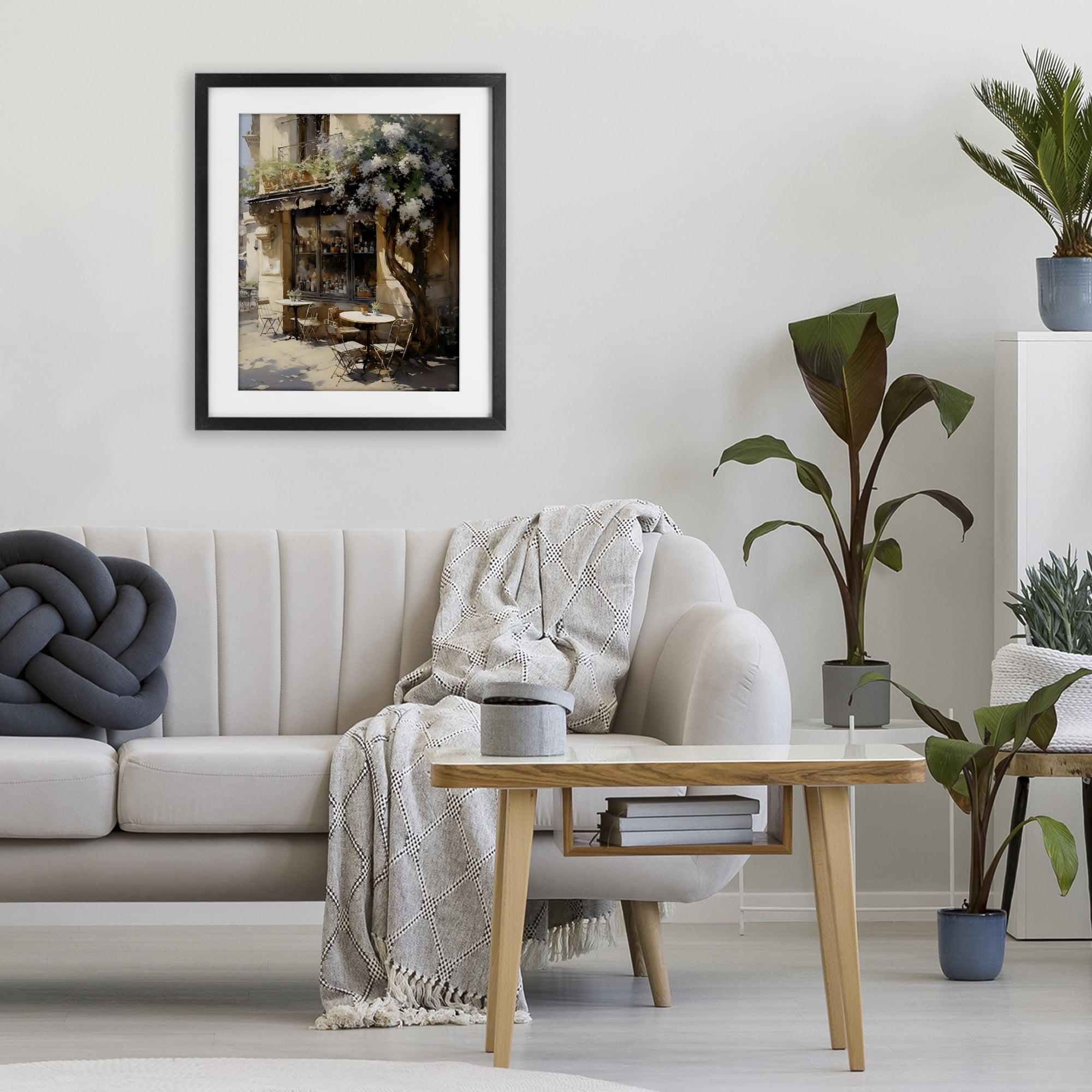 Stupell Industries Sunlit French Cafe Terrace Black Framed Print Under Glass, design by Creative Studio