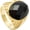 Gold Black, variant on Men's Stainless Steel Vintage Simple Classic Oval Gemstone Signet Ring Special Flower Patter Carved Wedding Band