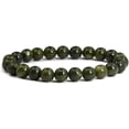 thumbnail image 1 of Angelstones Bracelet Extensible Unisexe en Perles Rondes de 8 mm en Néphrite Vert Foncé Naturel, 1 of 2