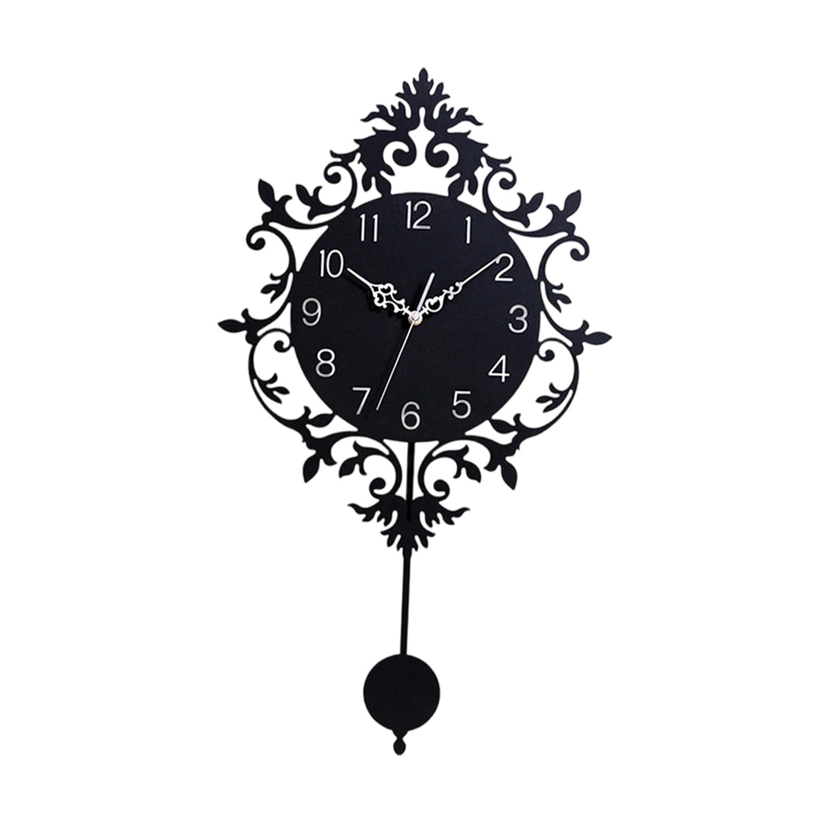 Wall Hanging Clock Round Wall Clock with Pendulum Ornament Acrylic Smooth Surface for Modern Nursery Kids Room