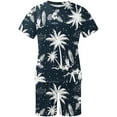 thumbnail image 4 of Edvintorg Plus Size Outfits for Men Hawaiian Print Short Sleeves Casual Beach Short Sleeve Shirts and Shorts Sets 2 Piece Outfits for Men Summer Blue XXXXXL, 4 of 5