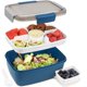 thumbnail image 1 of Fiambrera - 2000 ml - Caja Bento - con compartimentos - Recipiente para ensalada - con recipiente para salsa - Apta para microondas y lavavajillas - Apta para niños y adultos - Azul, 1 of 5