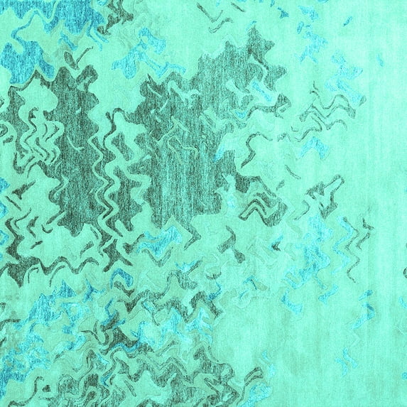 Ahgly Company Machine Washable Indoor Square Solid Turquoise Blue Modern Area Rugs, 6' Square
