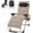 Khaki, variant on Padded Zero Gravity Chair, Lounge Chair with Removable Cushion & Tray, Folding Reclining Patio Chairs, Recliner Chair for Lawn,Indoor Outdoor-Red