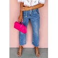 thumbnail image 3 of Dusk Blue High Waist Straight Leg Ankle Jeans for Women - Casual Everyday Denim | [ZhiHiMeRi] | 10, 3 of 5