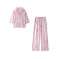 thumbnail image 5 of HH TRAF Traje de verano para mujer, camisa holgada con cuello vuelto y manga larga con botonadura sencilla y pantalón con lazo y cintura alta con cordones para mujer, 5 of 5