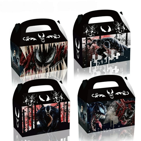 venom Party Favor Boxes - 12 Pcs Party Favor Candy Boxes for Anime Theme Birthday Party Supplies Decor,Girls Kids Birthday Game Party Kraft Paper Gift Bag Decorations