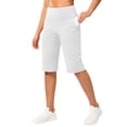 thumbnail image 5 of Only Moment Shorts for Women Polyester,Spandex High Waisted Stretch Ankle Pants for Women Business Casual Travel Athletic Work Yoga Shorts for Wowomen White,M, 5 of 8