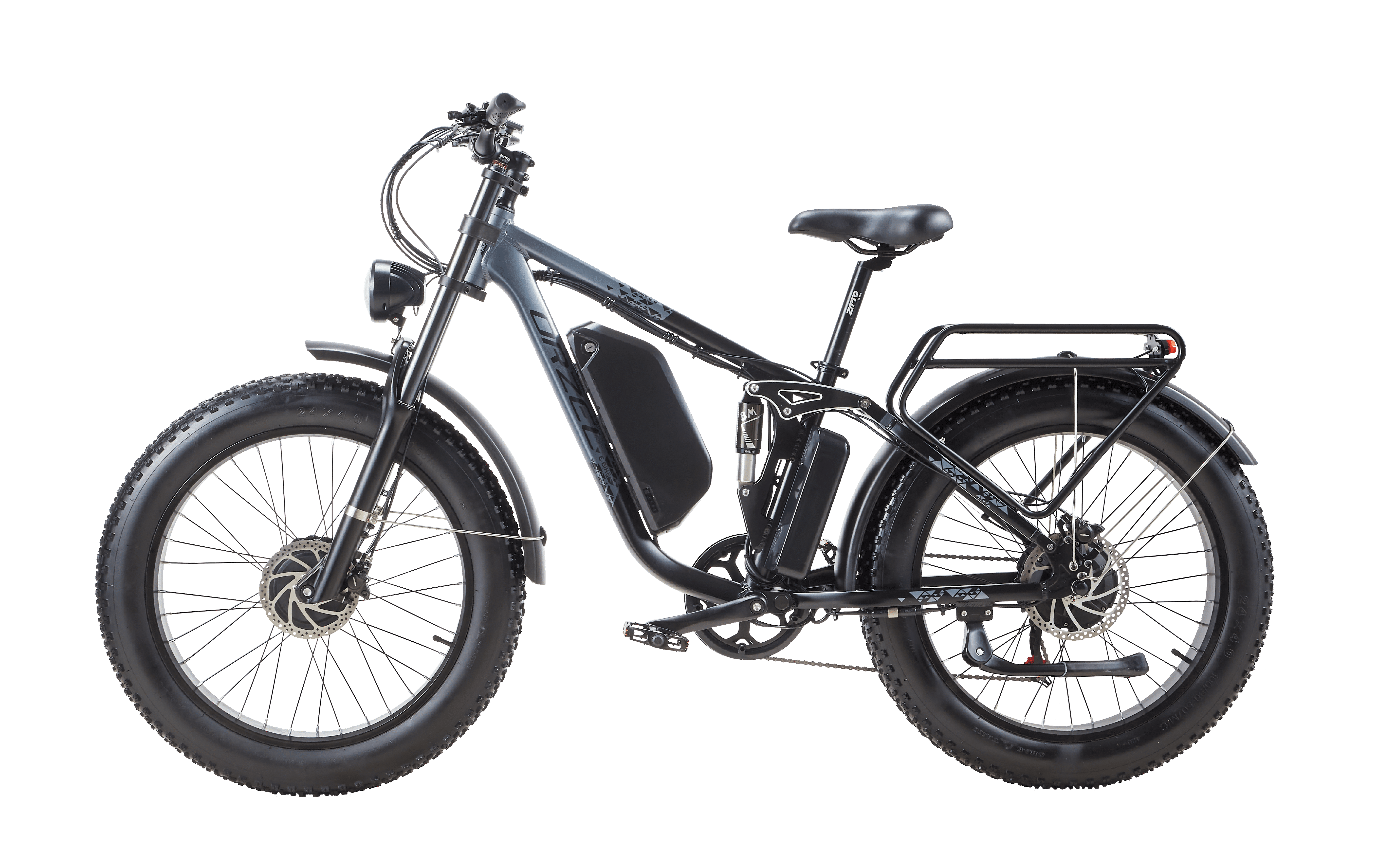 Electric Mountain Bike for Adults, 2000W Motor, 48V 25Ah Battery, 100 Miles Range, 24" Fat Tire All Terrain E Bike，Silver