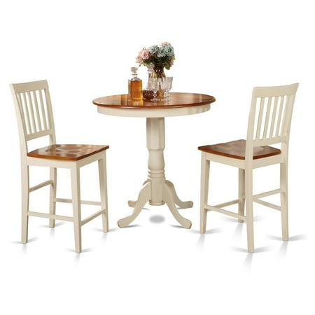 East West Furniture Jackson 3 Piece Slat Back Dining Table Set