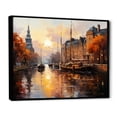 thumbnail image 2 of Designart "Amber Waterway Radiant Heat " Canals Floater Framed Wall Art Print, 2 of 7