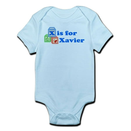 CafePress - Baby Name Blocks - Xavier Infant Bodysuit - Baby Light