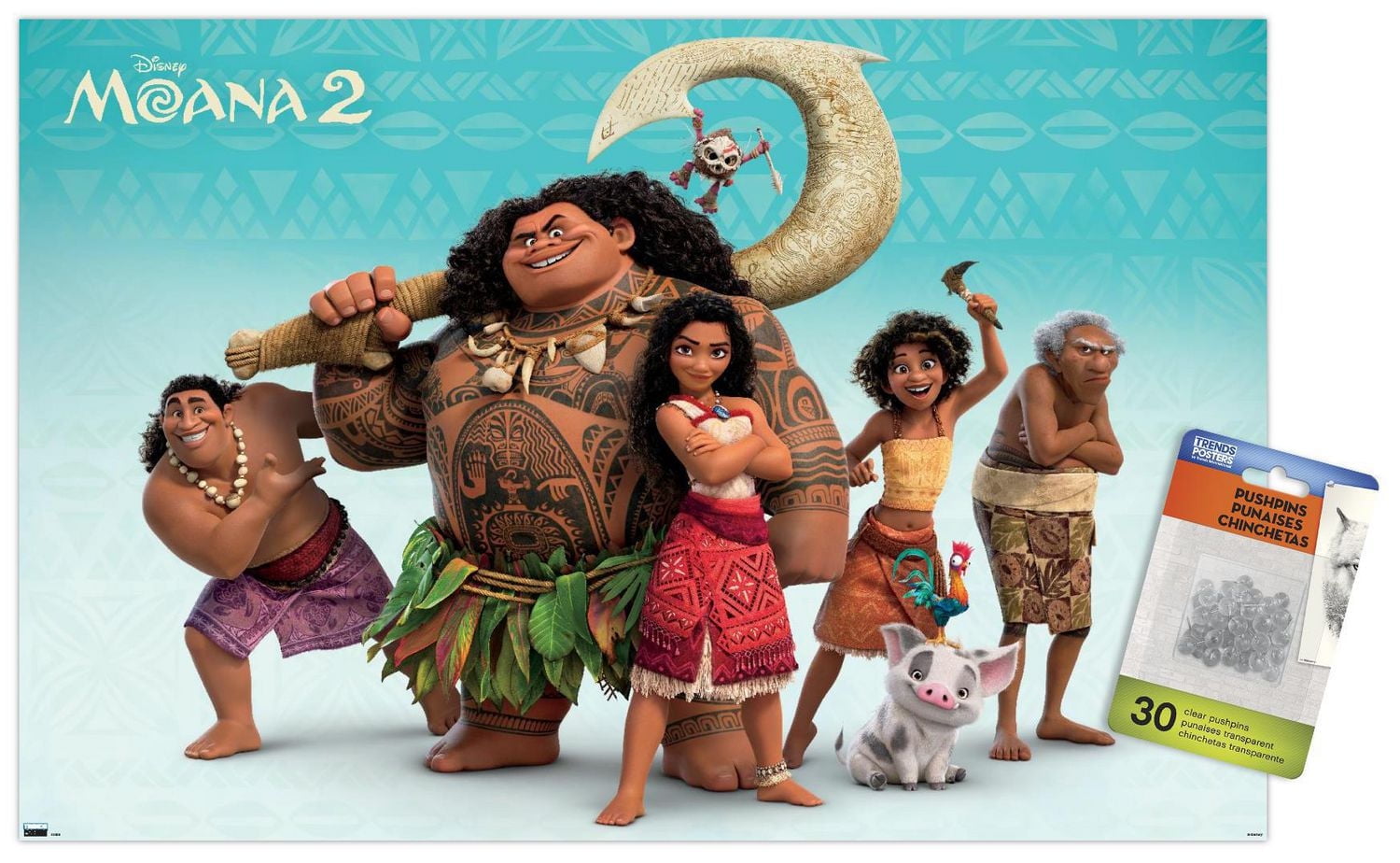 Disney Moana 2 - Group Wall Poster, 14.725" x 22.375" Framed