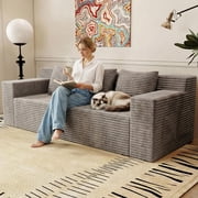71" Small Couches for Small Spaces, Memory Foam Cloud loveseat Corduroy Couch in a Box, Compressed Boneless Sofa for Living Room Bedroom, Apartment Furniture, No Assembly Required, Camel