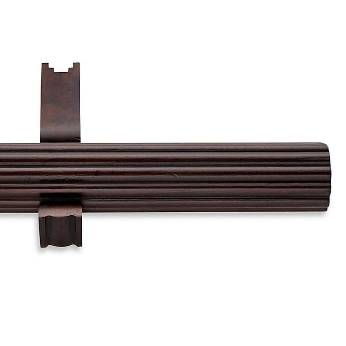 Cambria Estate Wood 48-Inch Single Fluted Curtain Rod in Chocolate