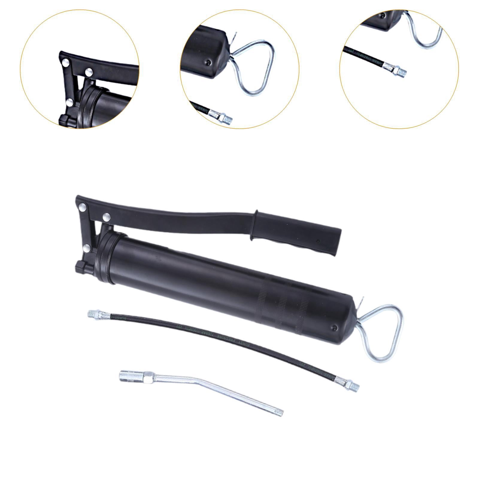 Wzmzjy Hand Held Grease Filler Tool Heavy Duty 15 inch Length Professional Black Grease