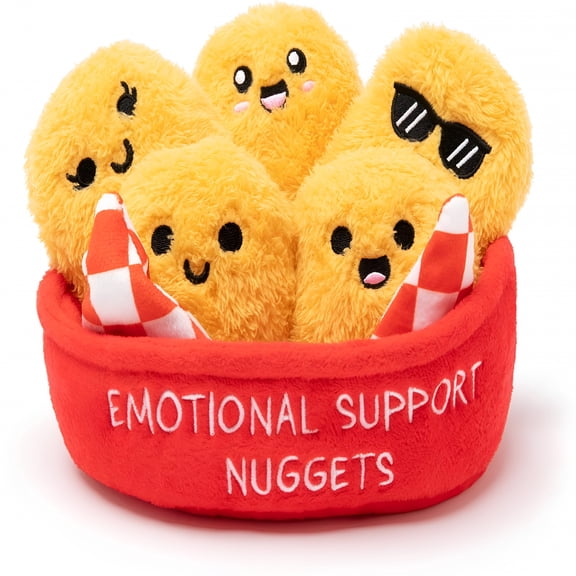 CYFW Emotional Support Nuggets,Easter Plush Cuddly Stuffed Animals and Toys,Cute Easter Basket Stuffers,Non Candy Easter Gift Basket Ideas,Includes 5 Plushies with Carrying Basket