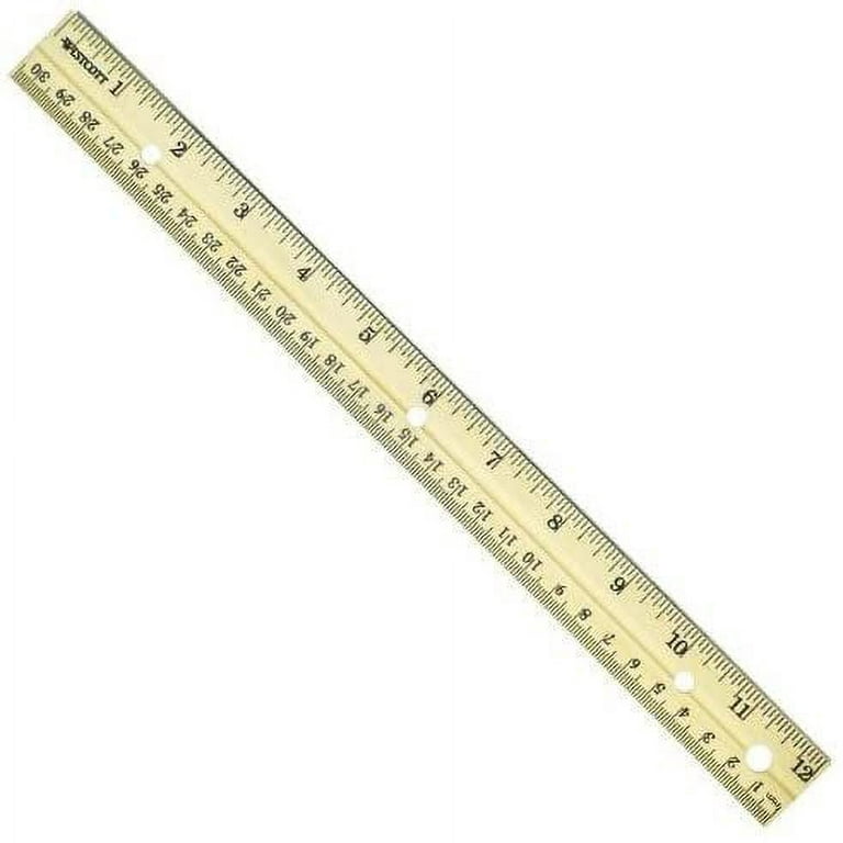 Westcott Wood Ruler, Metric and 1/16 Scale with Single Metal Edge
