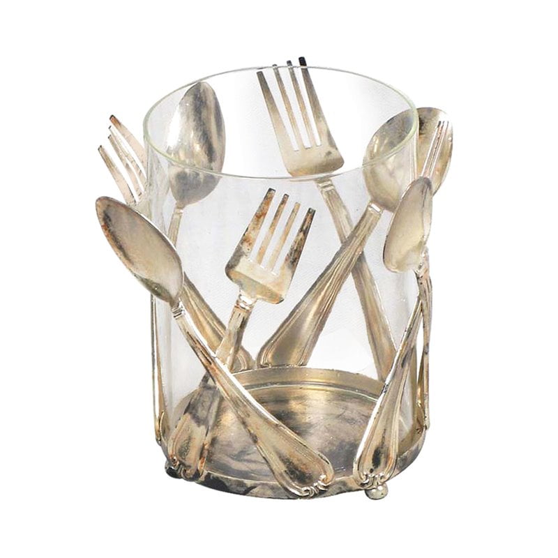 Sterling Utensil Holder in Silver and Clear