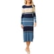 thumbnail image 1 of Vestido de suéter de rayas para mujer INSPIRE CHIC, de manga larga, casual, de trabajo, de punto acanalado, ajustado, talla 2XL, gris azul, 1 of 5