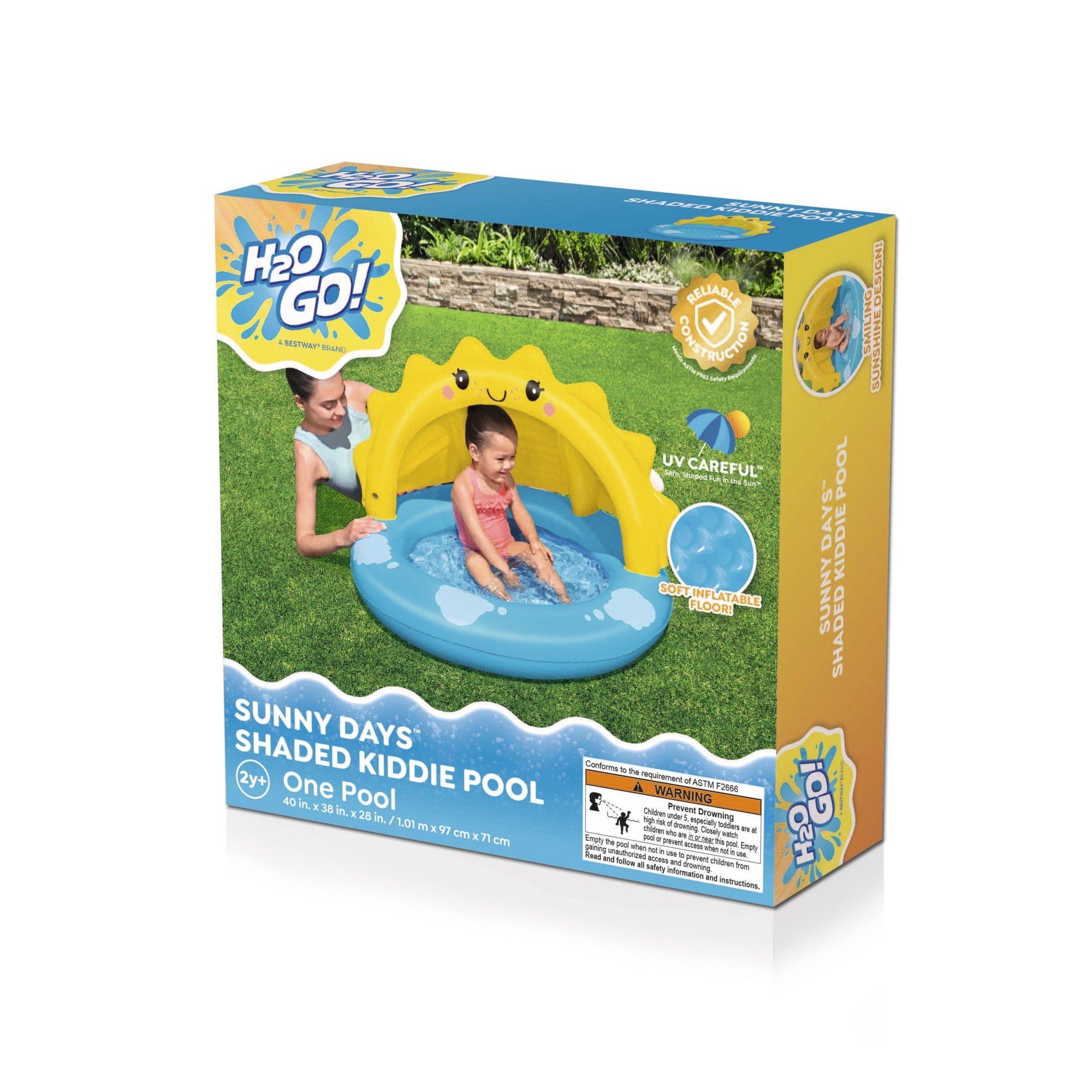 H2OGO! Sunny Days Inflatable Shaded Kiddie Pool 40 in. x 38 in. x 28 in.