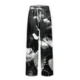 thumbnail image 5 of Difdany Men's Knit Plaid Printed Casual Pants Soft Lounge Bottoms with Pockets Black Lounge Pants, 5 of 7