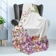 thumbnail image 4 of Floral Soft Flannel Fleece Blanket, Butterflies Narcissus Flowers Violets and Pansies Pouring out from Old Watering Can, Cozy Plush for Indoor and Outdoor Use, 50" x 70", Multicolor, by Ambesonne, 4 of 5