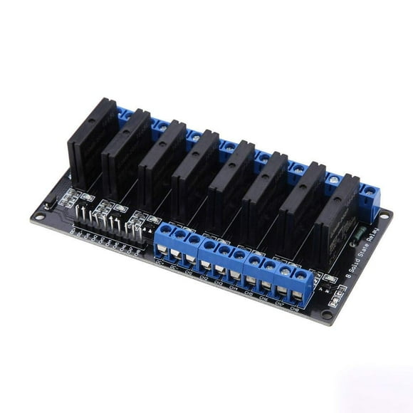 8 Channels Solid State Relay Module DC-AC Low Level Trigger Black with Fuse