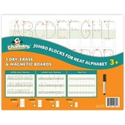 Channie's Big Blocks for Neat Alphabets Dry Erase Magnetic Boards. 3 Pak Tracing Writing Letters and Numbers in Visual Format 8 x 11.
