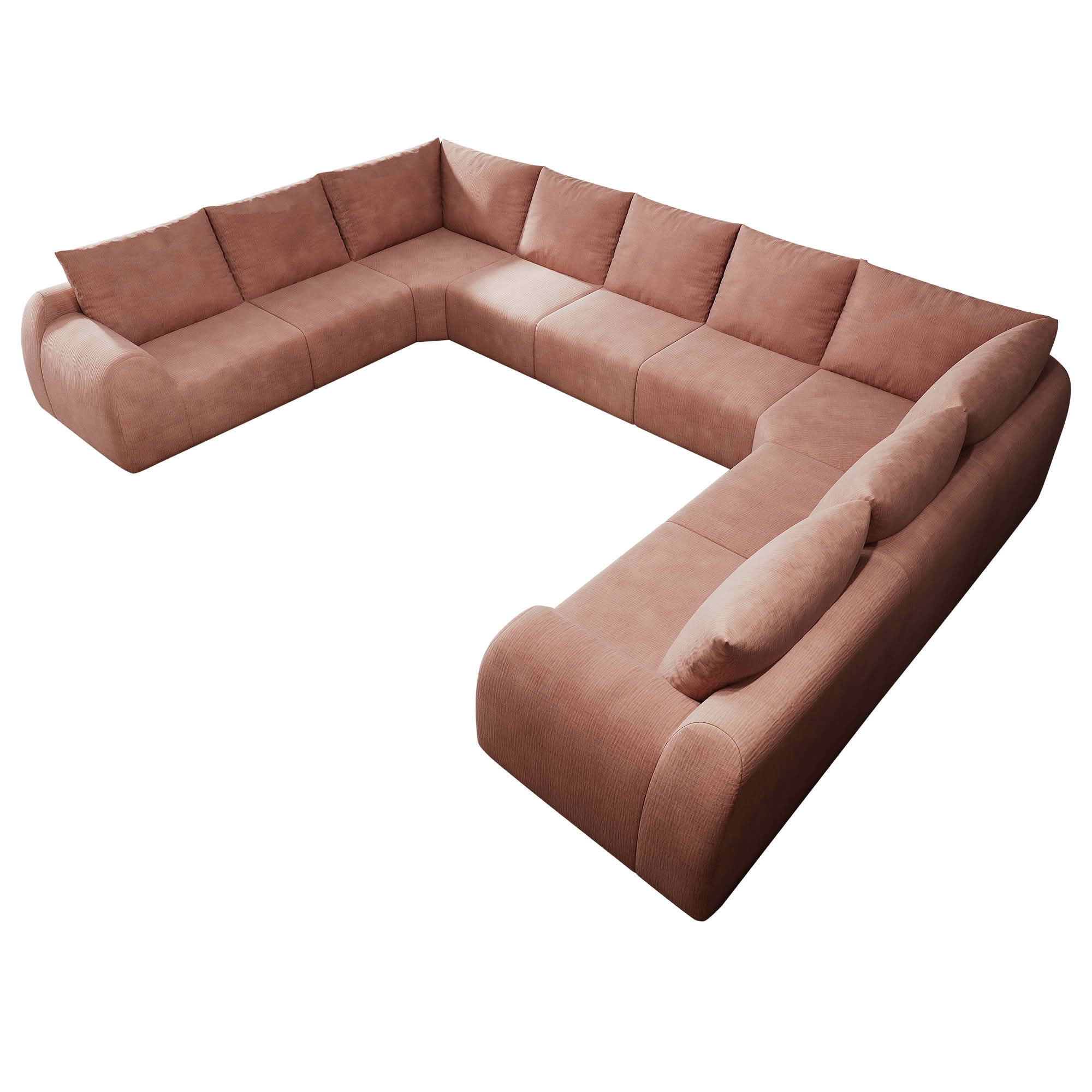 MAYEERTY 161.9 Inch 9-Seat U Shape Cloud Modular Sectional Sofa, Vacuum Compressed Chenille Fabric Couch, No Assembly Needed for Living Room
