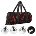 thumbnail image 5 of Xecao Hot Chili print Round Travel Duffel Bag is a foldable gym bag with an inner pocket, perfect for travel sports, 5 of 8