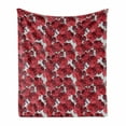 thumbnail image 1 of Floral Soft Flannel Fleece Throw Blanket, Vibrant Graphic Design Roses Pattern Blossoms Romantic Bouquet Illustration, Cozy Plush for Indoor and Outdoor Use, 50" x 70", Purple Pink Red, by Ambesonne, 1 of 6