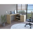 thumbnail image 2 of Depot E-Shop Boston L-Shaped Desk, Single Door Cabinet, 2 Open Shelves, 2 Interior Shelves, Light Oak, 2 of 5