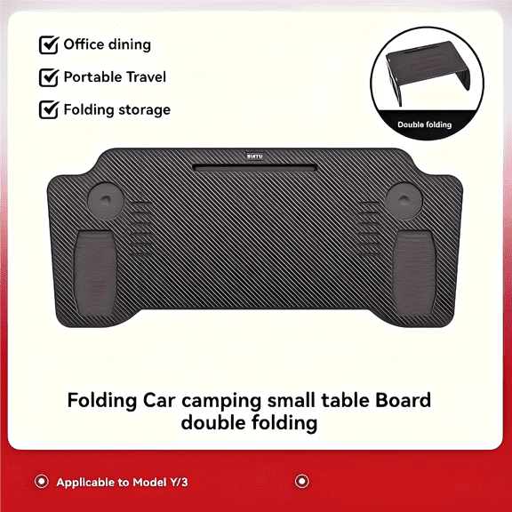 Portable Foldable Car Table Compatible with  Y/3 Accessories, ABS Material -Auto Folding Table (Black)